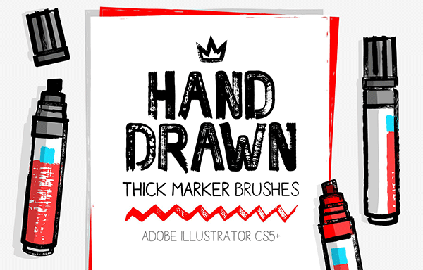 敏感、厚实和干燥的标记AI画笔 Thick And Dry Marker AI Brushes