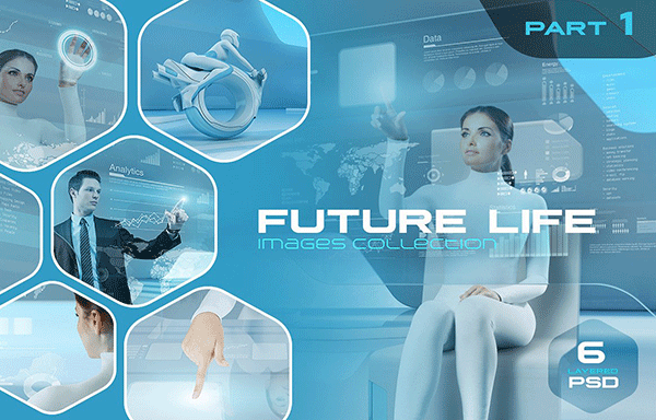 未来虚拟生活分层PSD包 Future Life Layered PSD Pack