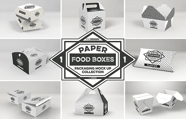 纸质食品盒包装样机1 Food Box Packaging Mockups Vol 1