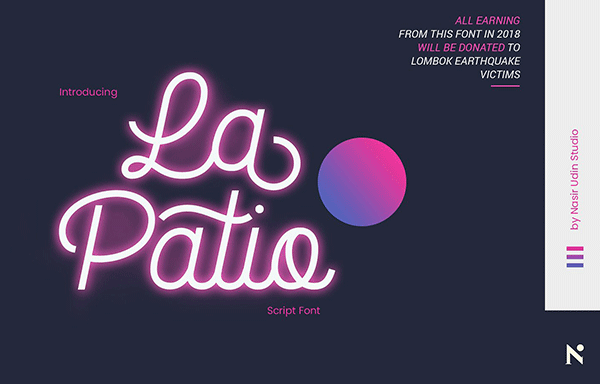 霓虹灯效果的纤细字体脚本 La Patio Script