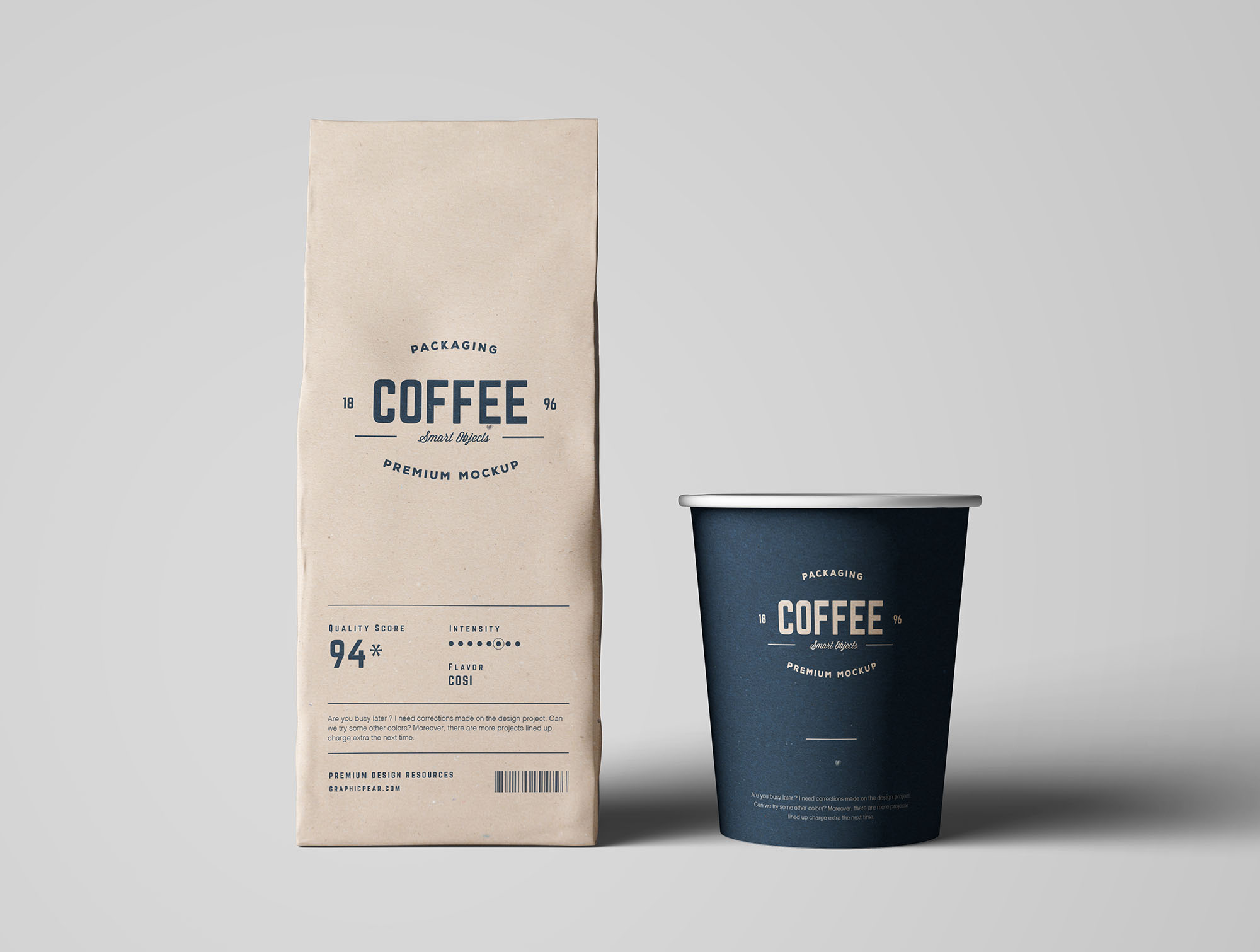 精致简洁的咖啡包装设计预览图样机模板coffeepackagemockup