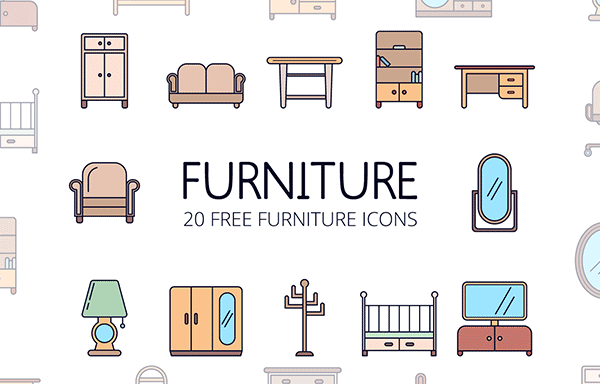高品质矢量家具图标集合 Vector Furniture Icon Set