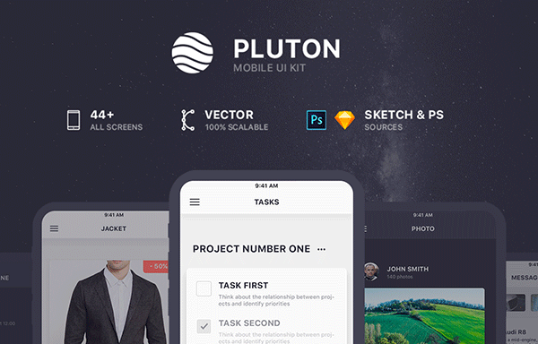 高品质服装电子商务手机UI工具包 Pluton. Mobile UI Kit