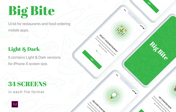 绿色外卖订餐APP UI工具包 Big Bite iOS UI Kit