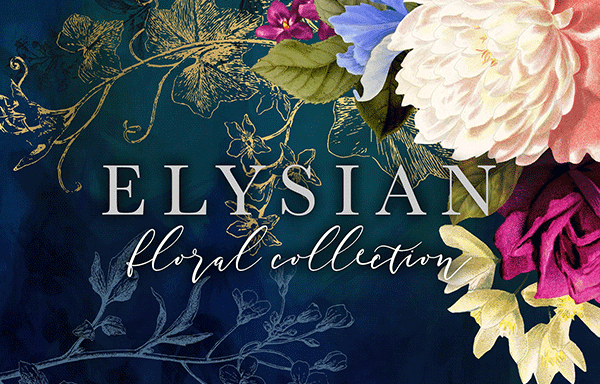 高清复古字母花卉PNG透明免抠图片合集 Elysian Floral Collection