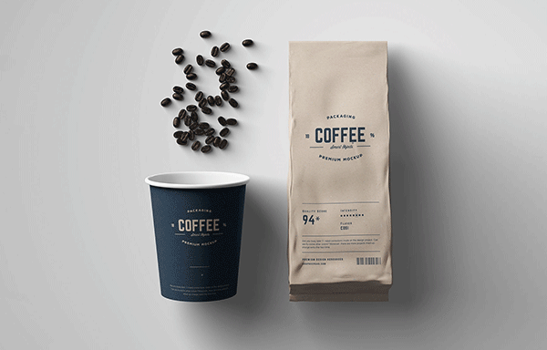精致简洁的咖啡包装设计预览图样机模板 Coffee Package Mockup