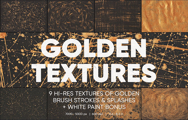 9款超高清的手绘金漆纹理 9 Macro Golden Paint Textures