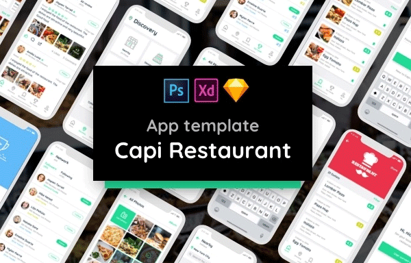 高品质餐厅苹果手机APP UI套件 Capi Restaurant iOS UI Kit