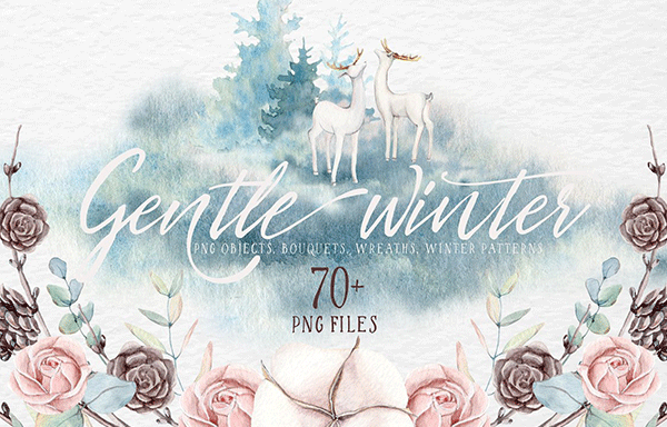 暖暖的手绘冬季水彩画集 GENTLE WINTER Watercolor Collection