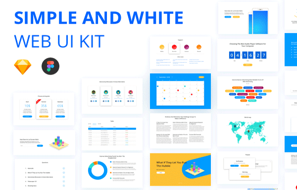 简洁的白色Web UI套件 Simple & White UI Kit