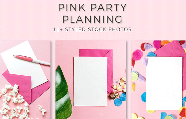 粉红派对样式化图形模板 Pink Party Stationary Bundle