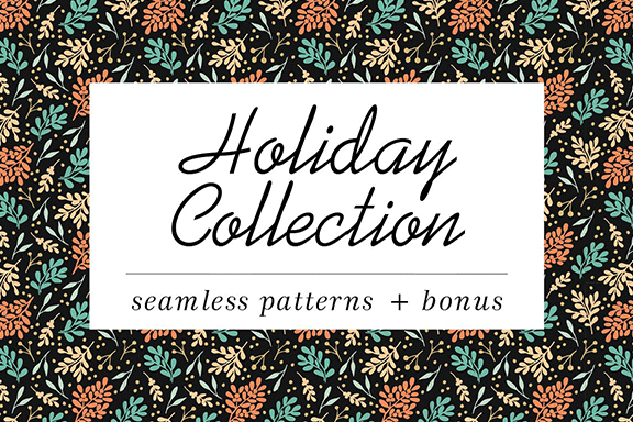 15款假日手绘花卉图案合集  15 Holiday Hand-Painted FLoral Patterns Collection