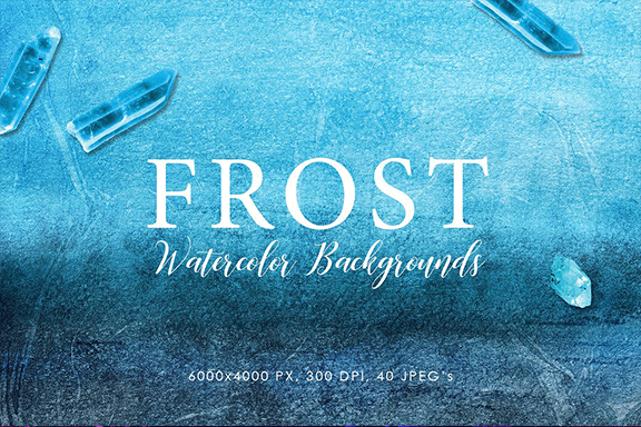 40款自然和现代冬季弗罗斯特水彩背景与纹理 40 Beautiful, Naturally And Modern Winter Frost Watercolor Backgrounds & Textures
