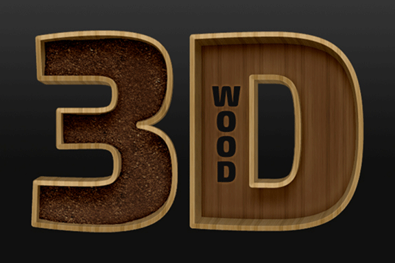 3D木质字体处理效果的Photoshop行动  3D Wood Actions