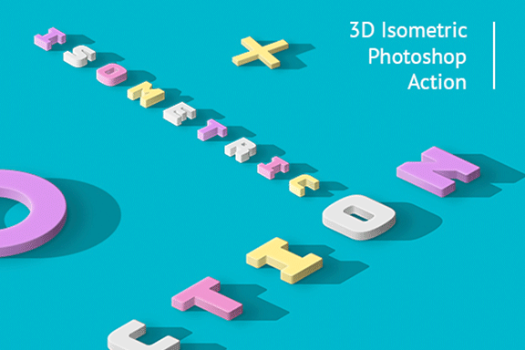 丰富多彩的3D字体Photoshop动作 3D Isometric Photoshop Action