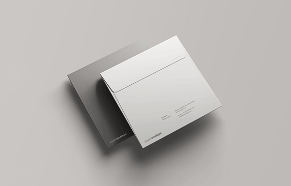 7个角度的品牌信封样机 7 Square Brand Envelope Mockup
