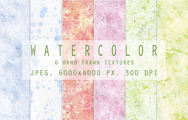 6款多彩水彩手绘纹理 6 Set Of Watercolor Textures