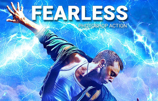 炫酷照片闪电处理效果PS动作 Fearless Photoshop Action