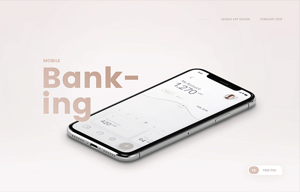 暖色系的银行应用程序UI工具包 Banking App UI