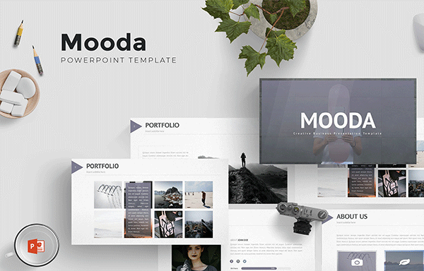 现代简约的个人简历&企业介绍幻灯片模板 Mooda – Powerpoint, Keynote and Google Sliders