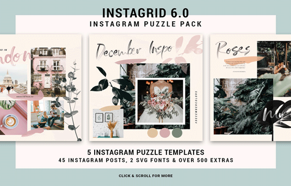 别致有趣的生活照片Instagram拼图模板 InstaGrid 6 – Instagram Puzzle Pack