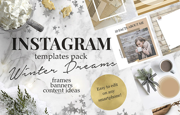 冬天温暖照片Instagram的模板 Winter Hygge Instagram Templates