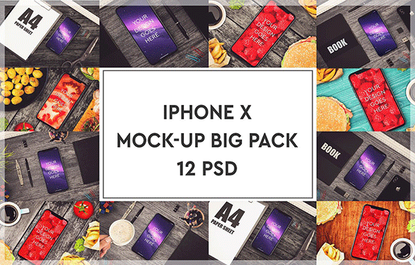 iPhone X模拟式样机大集合 IPhone X Mockup Big Pack