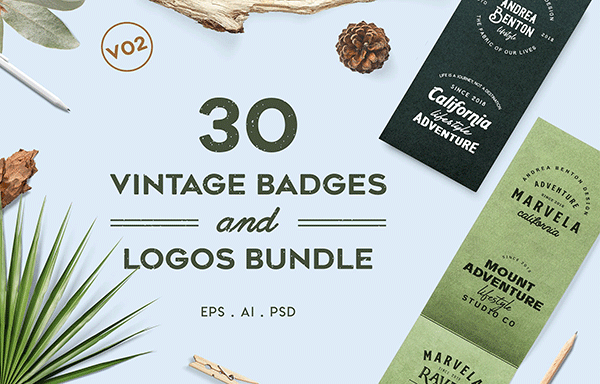 30款复古徽章和标志合集 30 Vintage Badges and Logos Bundle