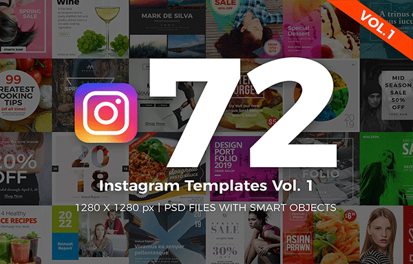 72款干净锋利Instagram的模板VOL.1 72 Instagram Templates Vol.1