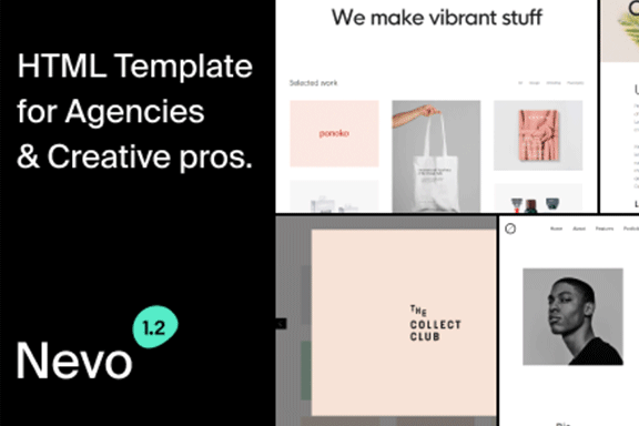 自由简约的创意设计工作室网站模板 Nevo – Creative Pro & Agency Studio Template