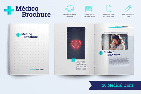 现代简约的医疗服务画册模板 Medico Brochure Template
