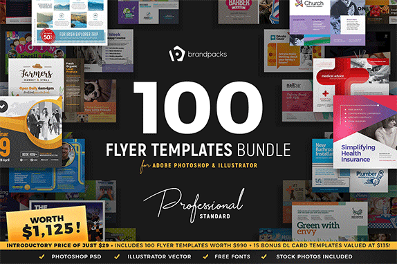 超级实用的100多款双面的产品促销宣传单页模板 100+ Flyer Templates Bundle[4.0G]