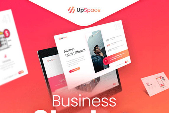 时尚简约的橙色企业介绍幻灯片模板 UpSpace Business Startup PowerPoint Presentation Template