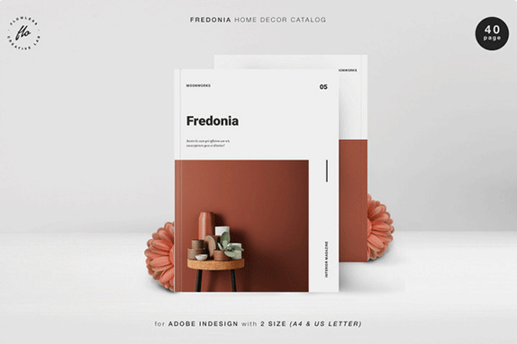 时尚简洁的家居生活画册Indesign模板 FREDONIA Home Decor Catalog