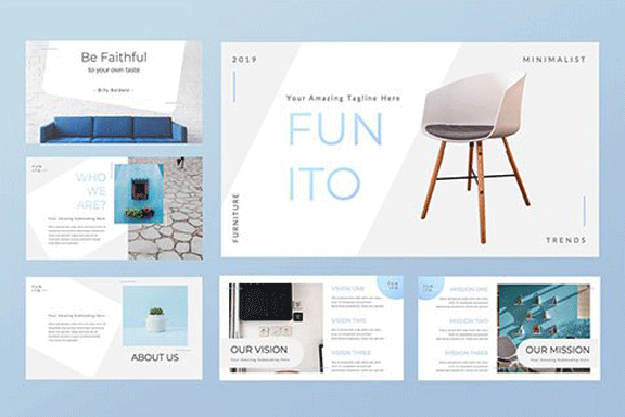 时尚家具设计介绍产品策划提案幻灯片模板 Funito – Furniture Powerpoint, Keynote and Google Slides Templates