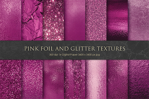 桃红色金箔闪烁发光背景纹理 Pink Foil And Glitter Textures