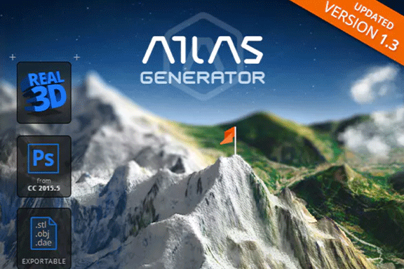 从高度图到真正的3D地图PS插件 3D Map Generator – Atlas Win&Mac 汉化版