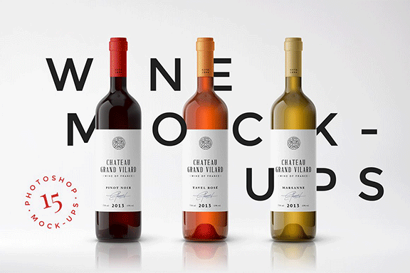高端葡萄酒瓶贴品牌设计提案展示样机 Wine Packaging Mockups