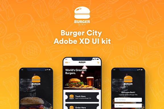 西餐汉堡食品外卖移动APP UI工具包 Burger City UI kit 0 5 PREVIEW