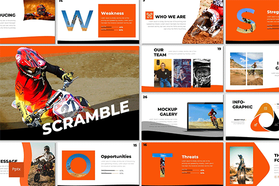 极简体育赛事摄影照片演示幻灯片模板 Scramble – Powerpoint, Keynote, Google Slides Templates