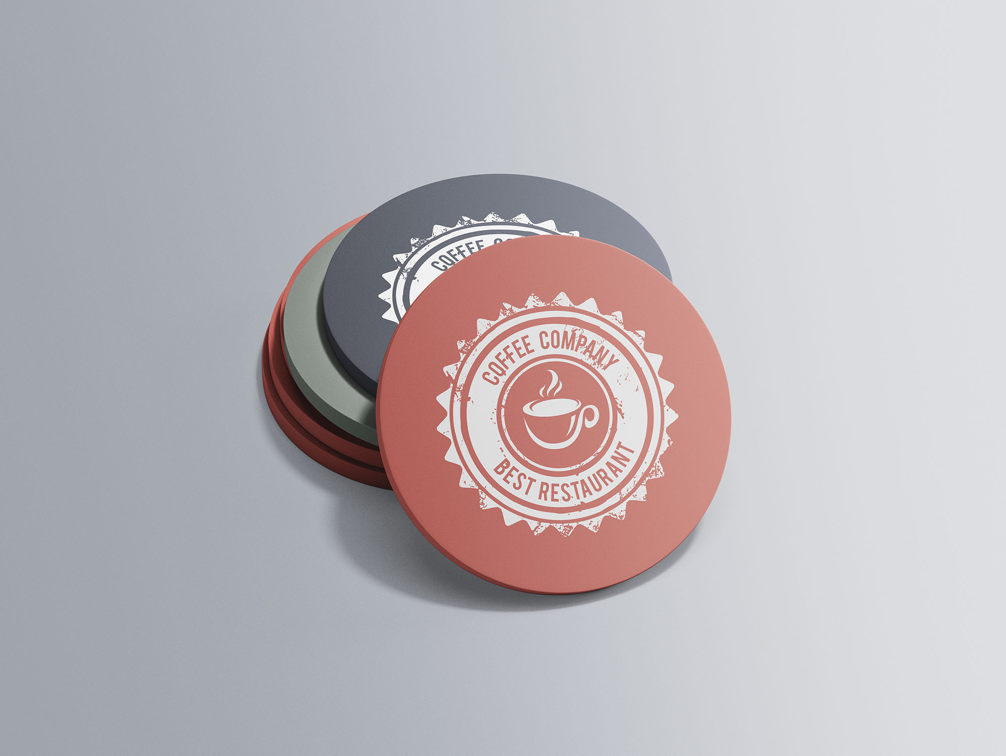 咖啡品牌vi设计胸牌展示样机 circular coaster mockup