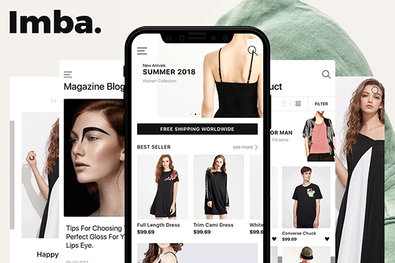 简约服装电子商城手机APP UI工具包 Imba Ecommerce App Ui Kit