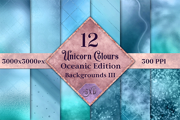 海洋蓝绿松石背景纹理 Unicorn Colours Backgrounds III Oceanic Edition