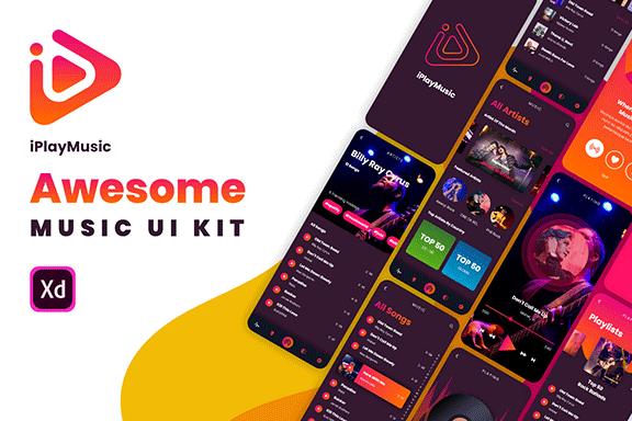 炫酷手机音乐APP UI工具包 Awesome Music App UI Kits