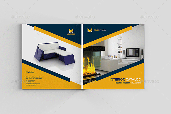 家居设计家具展示INDD画册模板 Square Interior Catalogue Brochure
