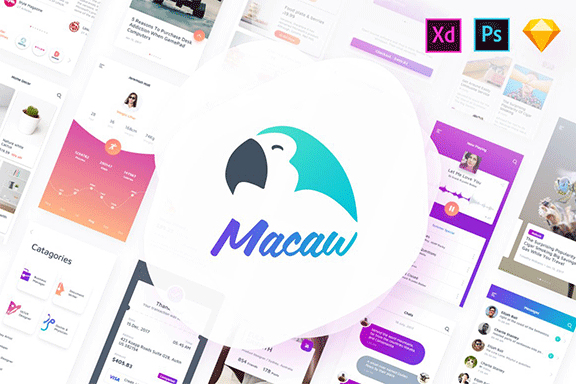 时尚简约女性化多彩电商APP UI工具包 Macaw UI Kit