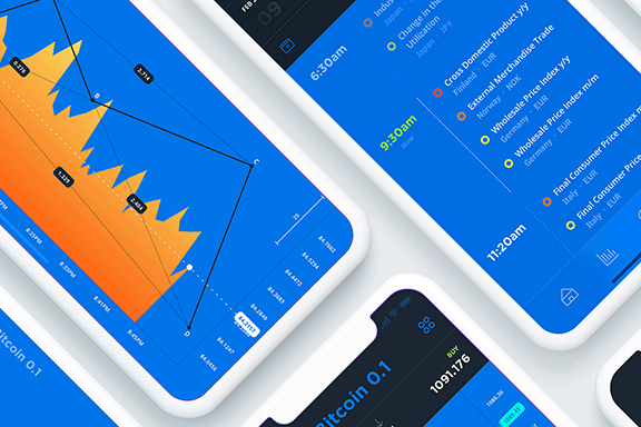 蓝色股票市场分析APP UI套件 Stock Market App UI Kit