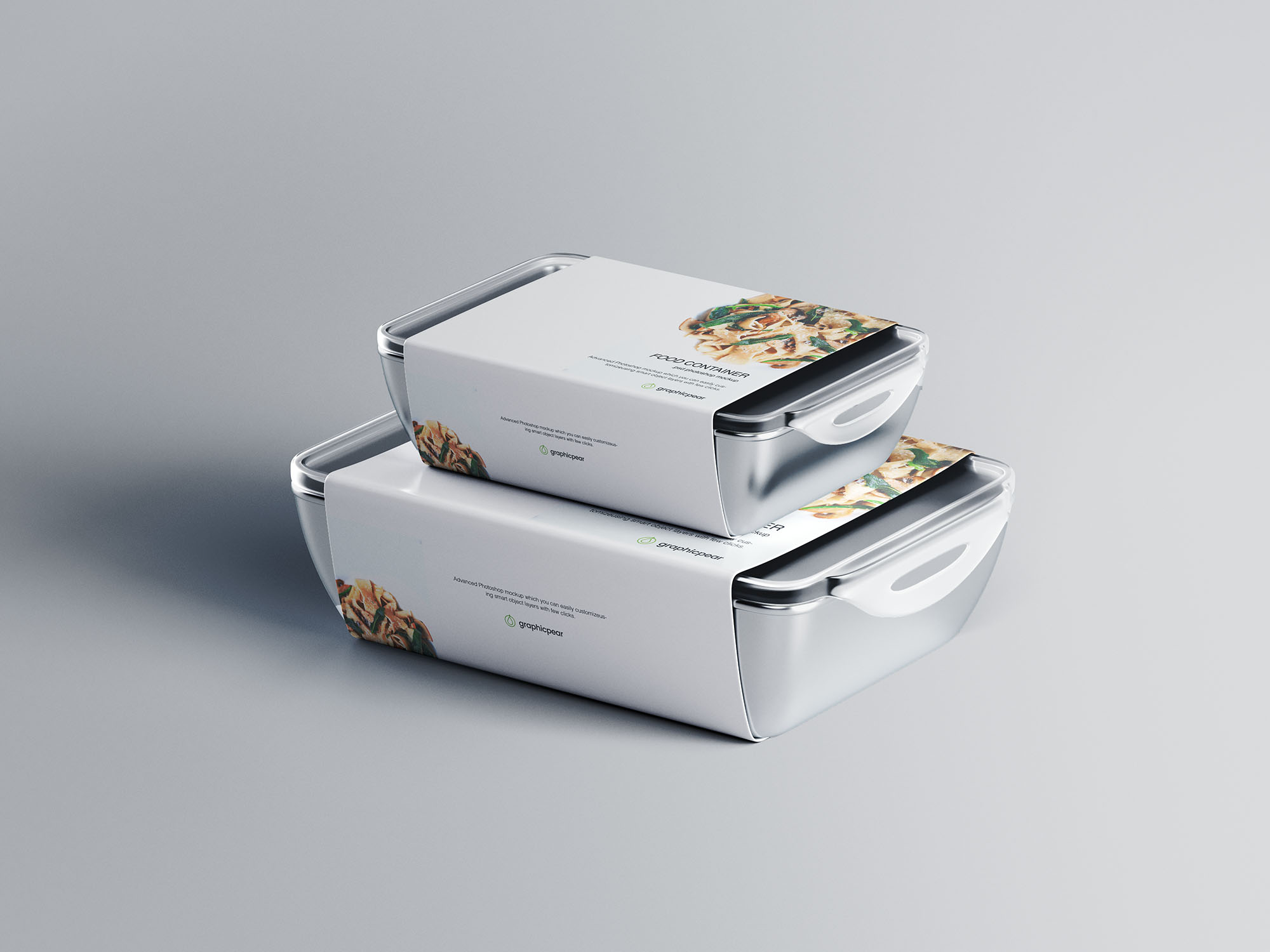 带有标签的食品保鲜玻璃容器饭盒模型 Food Container Mockup with Label插图