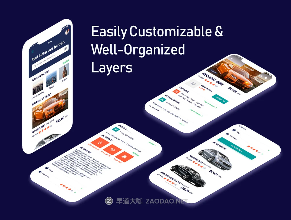 精美线上租车iOS APP UI工具包 Rocky App UI Kit插图1 精美线上租车iOS APP UI工具包 Rocky App UI Kit插图1