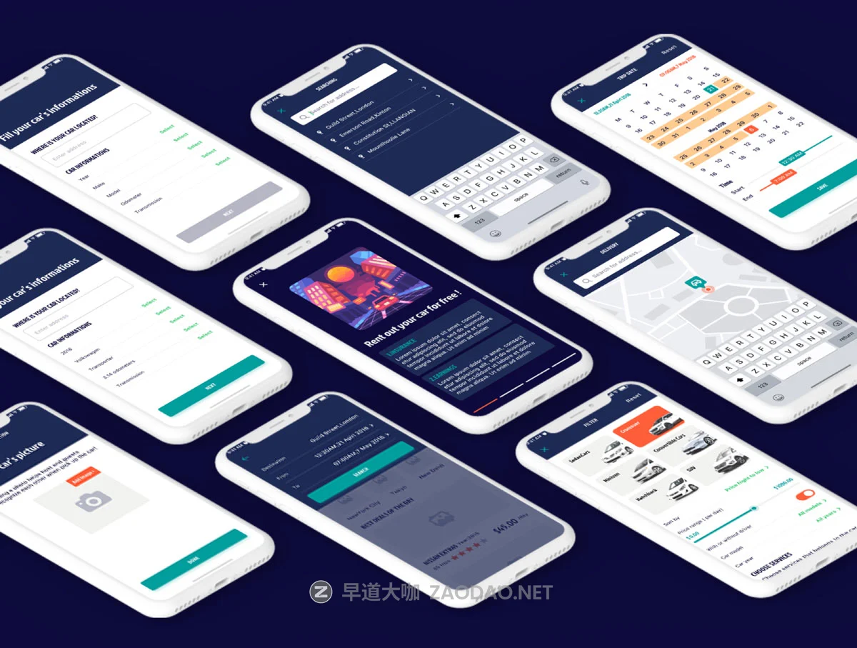 精美线上租车iOS APP UI工具包 Rocky App UI Kit插图5 精美线上租车iOS APP UI工具包 Rocky App UI Kit插图5